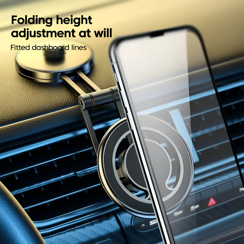 Telescopic folding floating screen car phone holder with magnetic mount for instrument panel