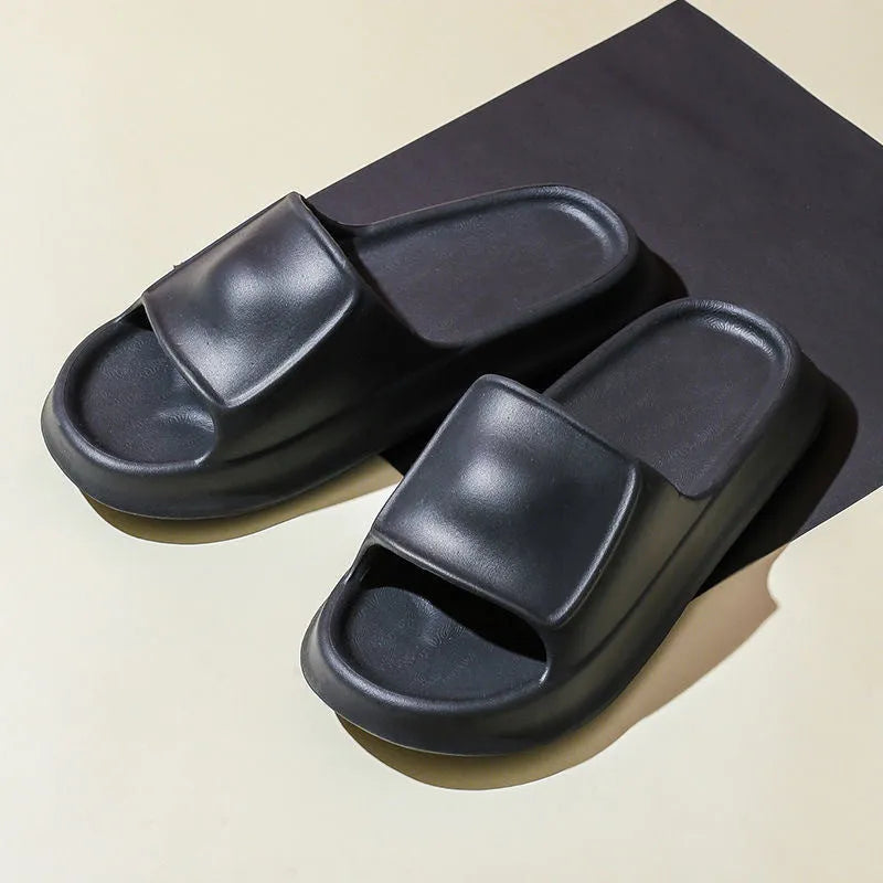 EVA flip-flop slippers with a non-slip sole pattern, shown in multiple colours including black, pink, and white.