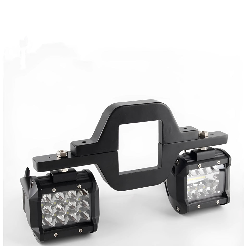 Black metal trailer hook lamp mounting bracket for off-road vehicle modifications