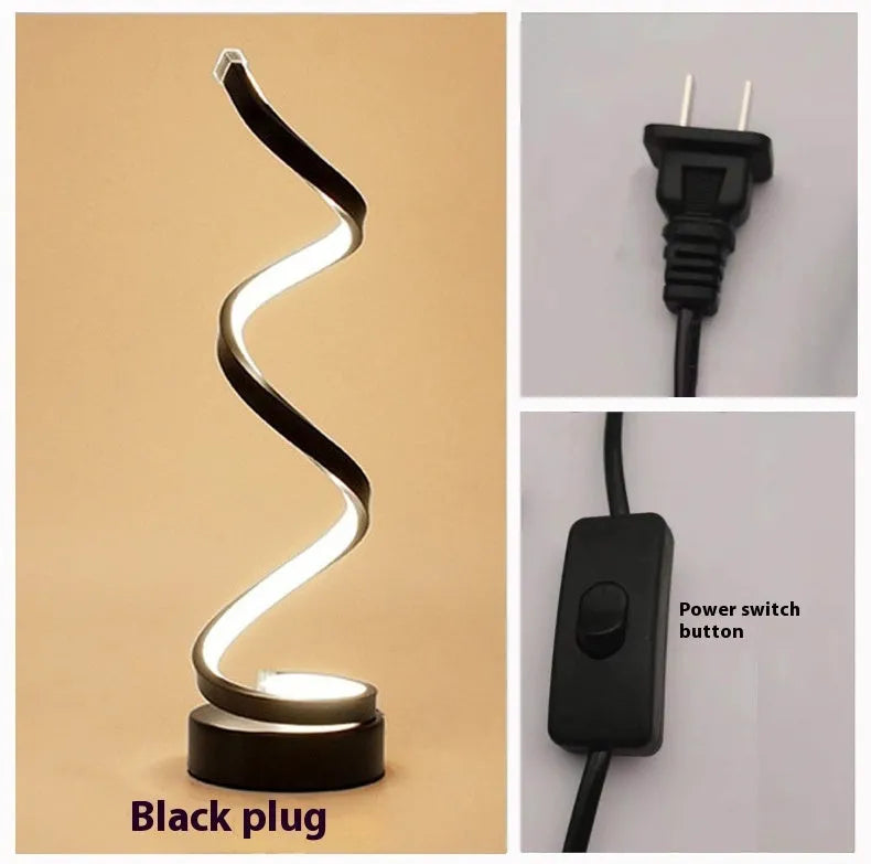 Minimalist black and white LED table lamp with aluminium shade and tri-colour dimming