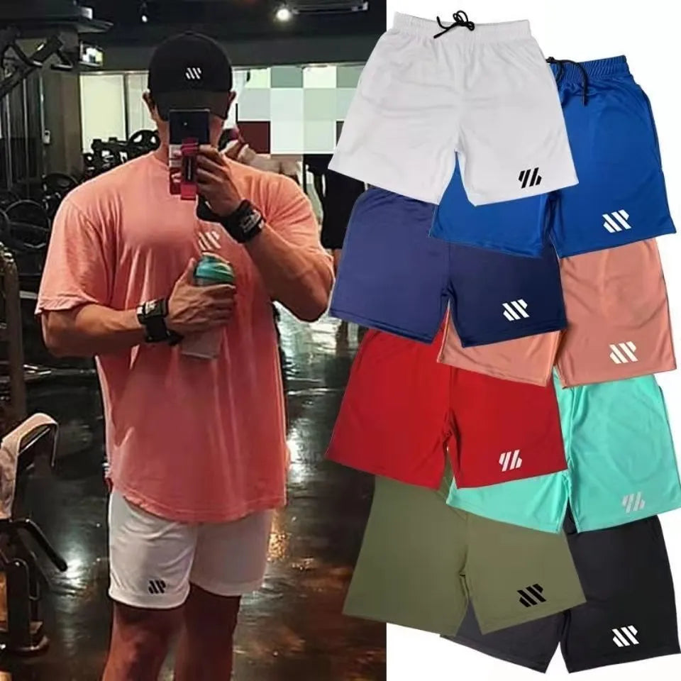 Men's loose fit metal silk sports shorts in multiple colours for summer running and basketball
