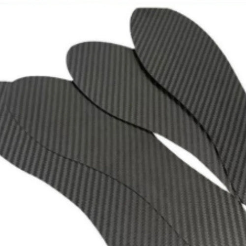 Black 3K carbon fiber running insoles showing full palm design and thickness options