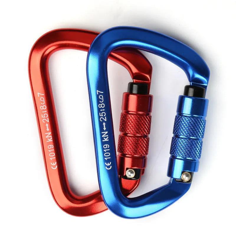 D-type rock climbing safety lock in multiple colour options for mountaineering