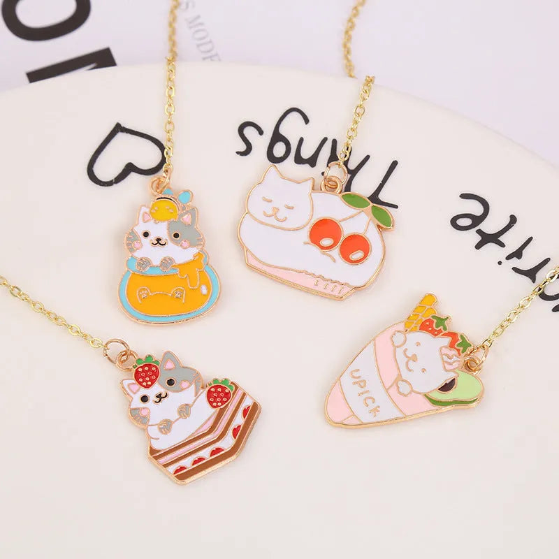Jane Lime Foodie cat metal bookmark with cartoon pendant in one of four cat-themed designs