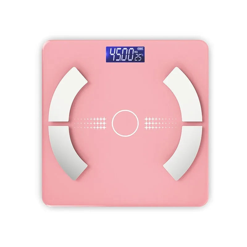 Smart Bluetooth body fat scale in white, black or pink colours with weight and body composition measurement
