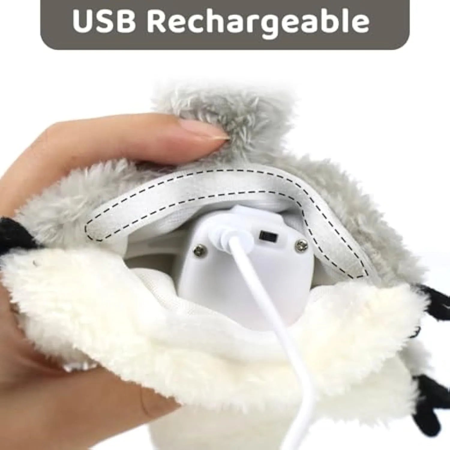 Grey flapping squirrel cat toy with motion activation and USB charging port