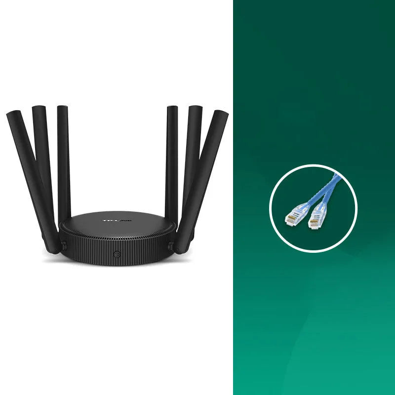Black AC1900 gigabit wireless router with fixed design and status display lights