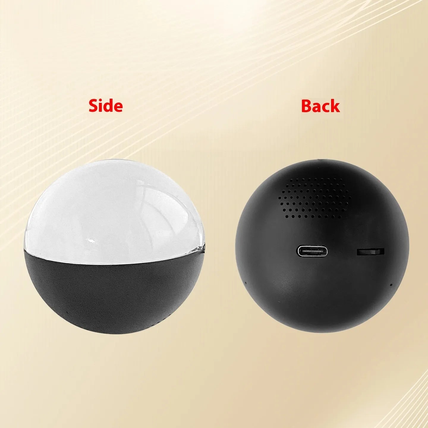 A small round-screen electronic video player in various colours, showing a video on its display.