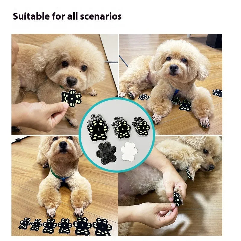 Silicone cloth dog paw protection footstickers in S and M sizes, 8 pieces per pack