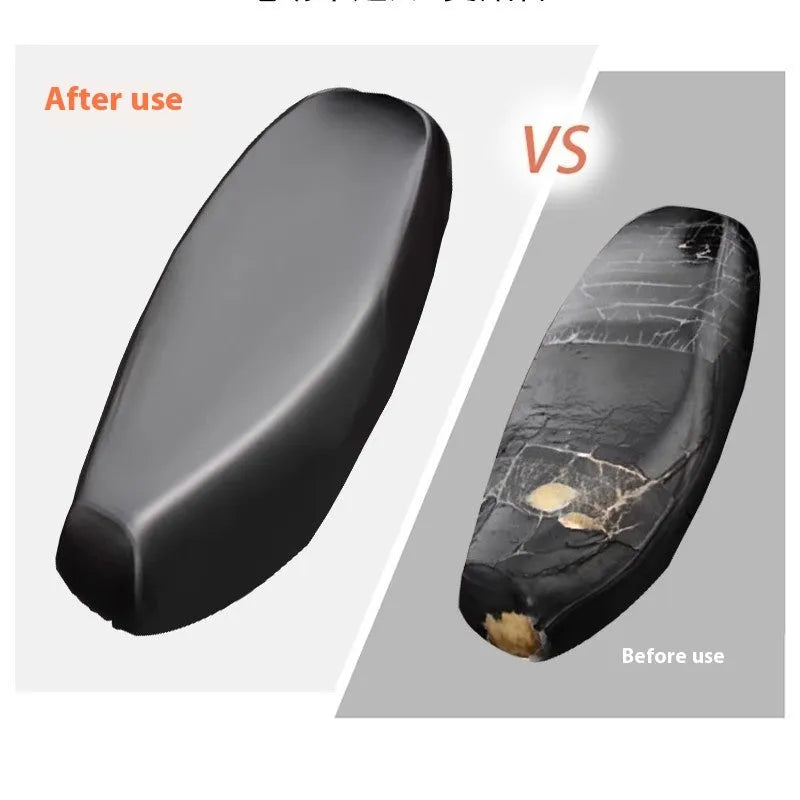 Black genuine leather all-inclusive seat cover for electric toy motorcycle seat, waterproof and four-season
